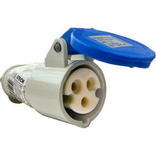 Acoplamento Industrial Femea Steck Newkon 2 Polos+Terra 200V. A 250V. 16A. Azul N3056