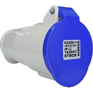 Acoplamento Industrial Newkon Steck 2 Polos+Terra 220V. 32A. Azul N3256