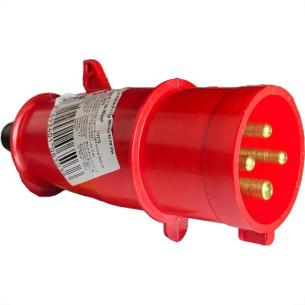 Acoplamento Industrial Macho Steck Newkon 3 Polos+Terra 380V. A 440V. 32A. Vermelho N4276
