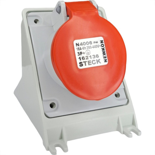 Tomada Industrial Sobrepor Steck Newkon 3 Polos+Terra 380V. A 440V. 16A. Vermelha - N4006 Tomada Industrial Sobrepor Steck Newkon 3 Polos+Terra 380V. A 440V. 16A. Vermelha - N4006