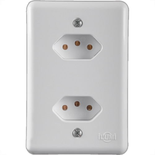 Conjunto Ilumi Stylus Branco Com Placa 2 Tomadas 2P+T. 20A. - 201210 Monobloco Conjunto Ilumi Stylus Branco Com Placa 2 Tomadas 2P+T. 20A. - 201210 Monobloco