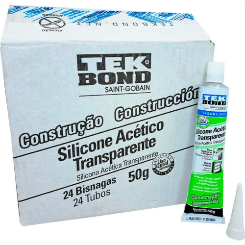 Silicone Tekbond Acetico 50G. Construcao Transparente Colmeia - Caixa - Kit C/24 Pecas Silicone Tekbond Acetico 50G. Construcao Transparente Colmeia - Caixa - Kit C/24 Pecas