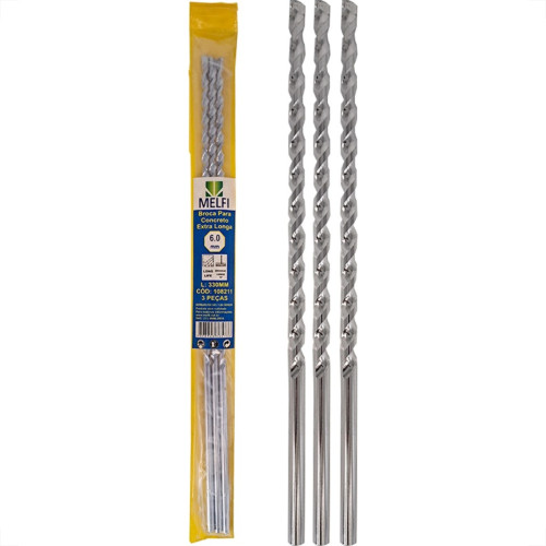 Broca Widea Extra Longa Melfi 6 Mm - Kit C/3 Pecas Broca Widea Extra Longa Melfi 6 Mm - Kit C/3 Pecas