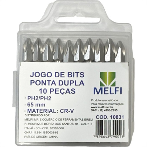 Ponteira Para Parafusadeira Melfi Ponta Dupla Phillips 65Mm Com 10 Pecas Ponteira Para Parafusadeira Melfi Ponta Dupla Phillips 65Mm Com 10 Pecas