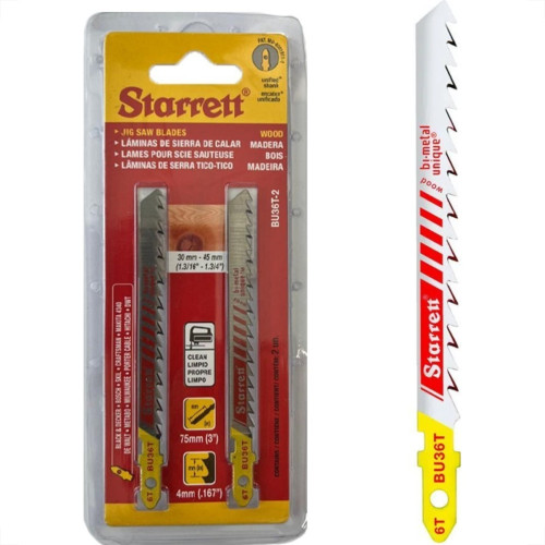 Serra Tico-Tico Lamina Starrett Madeira Bi-Metal Com 2 Pecas Bu36T-2 - 75Mm - 6T Serra Tico-Tico Lamina Starrett Madeira Bi-Metal Com 2 Pecas Bu36T-2 - 75Mm - 6T