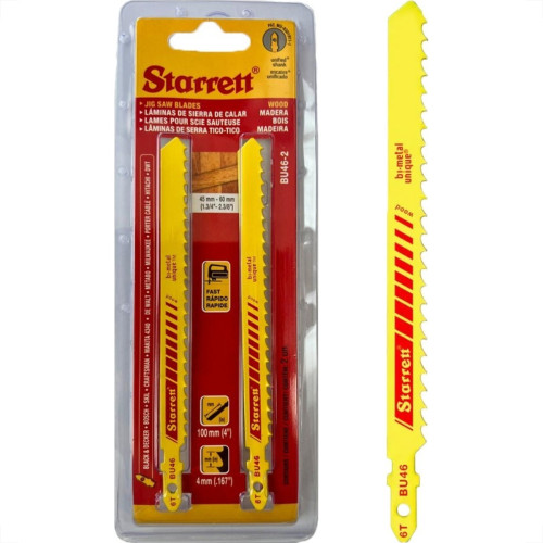 Serra Tico-Tico Lamina Starrett Madeira Bi-Metal Com 2 Pecas Bu46-2 - 100Mm - 6T Serra Tico-Tico Lamina Starrett Madeira Bi-Metal Com 2 Pecas Bu46-2 - 100Mm - 6T