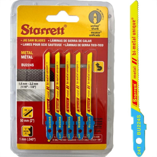 Serra Tico-Tico Lamina Starrett Metal Bi-Metal Com 5 Pecas Bu224S - 50Mm - 24T Serra Tico-Tico Lamina Starrett Metal Bi-Metal Com 5 Pecas Bu224S - 50Mm - 24T