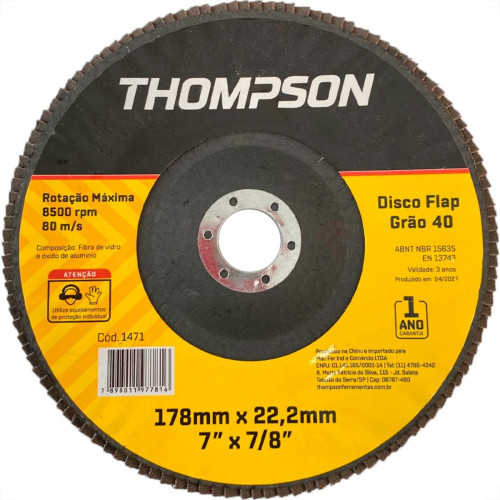 Disco Flap Thompson 7'' - Grao 40 Disco Flap Thompson 7'' - Grao 40