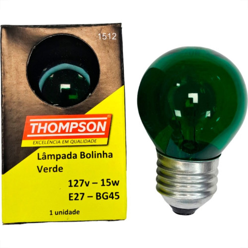 Lampada Colorida Thompson 15Wx127V. Verde - Kit C/10 Pecas Lampada Colorida Thompson 15Wx127V. Verde - Kit C/10 Pecas
