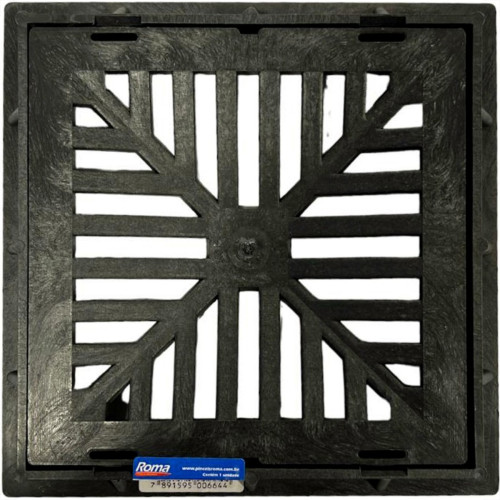 Grelha Plastica Quadrada Preta Roma 20X20Cm Com Caixilho Grelha Plastica Quadrada Preta Roma 20X20Cm Com Caixilho