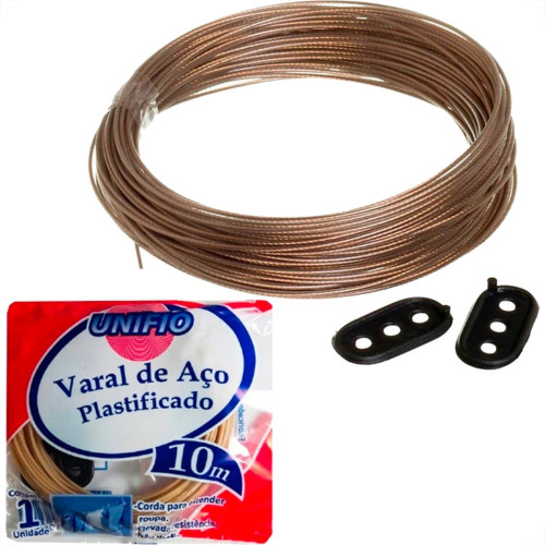Varal De Aco Revestido Pvc Unifio 1,65Mm Com 10M - Kit C/12 Pecas Varal De Aco Revestido Pvc Unifio 1,65Mm Com 10M - Kit C/12 Pecas