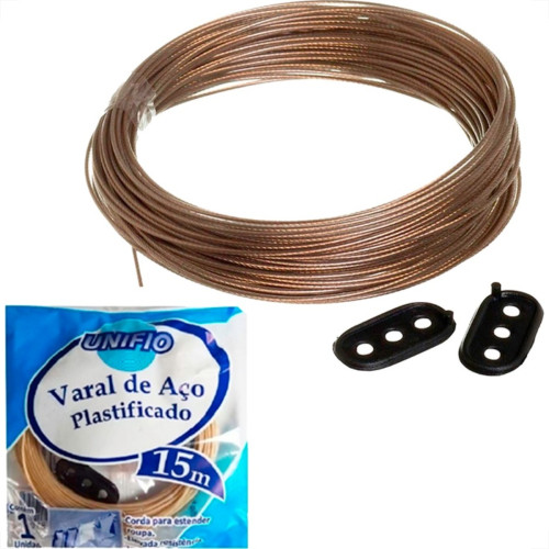 Varal De Aco Revestido Pvc Unifio 1,65Mm Com 15M . / Kit C/ 12 Peca