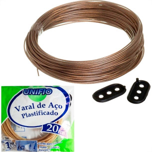 Varal De Aco Revestido Pvc Unifio 1,65Mm Com 20M . / Kit C/ 12 Peca