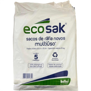 Sacos De Rafia Novos Ecosak 50Cm X 75Cm - 50Kg - Pacote Com 5 Pecas Branco