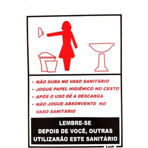 Placa Look 15X20Cm (Sanitario Feminino Educativo) - Kit C/5 Pecas