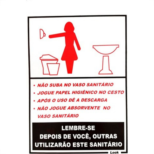 Placa Look 15X20Cm (Sanitario Feminino Educativo) - Kit C/5 Pecas Placa Look 15X20Cm (Sanitario Feminino Educativo) - Kit C/5 Pecas