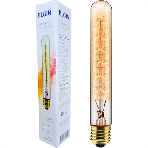 Lampada Filamento De Carbono Elgin T-30 40Wx127V. 2000K Lampada Filamento De Carbono Elgin T-30 40Wx127V. 2000K