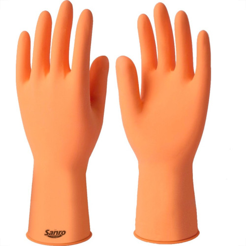 Luva Borracha Sanro Forrada Antiderrapante Plus Laranja G - Kit C/10 Pecas Luva Borracha Sanro Forrada Antiderrapante Plus Laranja G - Kit C/10 Pecas