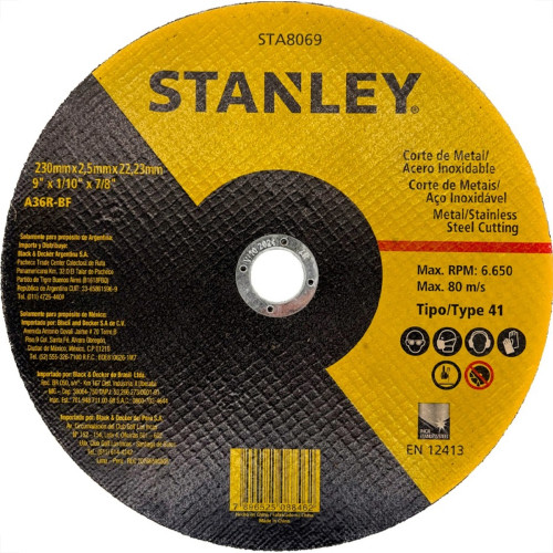 Disco Aco Inox Stanley 9''X1/10''X7/8'' - Fino 2,5Mm Disco Aco Inox Stanley 9''X1/10''X7/8'' - Fino 2,5Mm