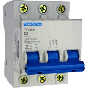 Disjuntor Tramontina ''Din'' Tripolar 6A. C