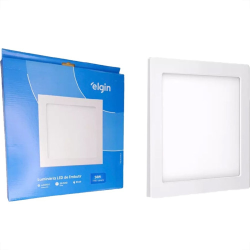 Plafon Led Embutir Elgin Quadrado 24W. 1920Lm. 6500K. Bivolt Branco Plafon Led Embutir Elgin Quadrado 24W. 1920Lm. 6500K. Bivolt Branco