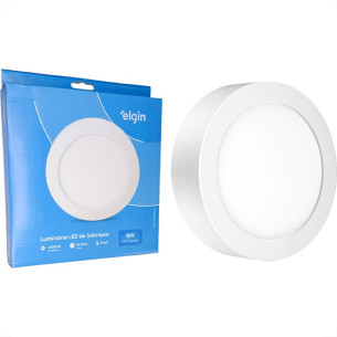 Plafon Led Sobrepor Elgin Redondo 18W. 1440Lm. 6500K. Bivolt Branco