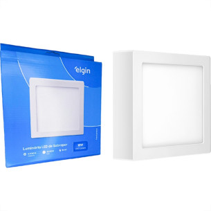 Plafon Led Sobrepor Elgin Quadrado 18W. 1440Lm. 6500K. Bivolt Branco