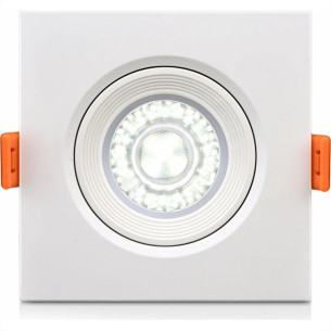 Spot Com Lampada Dicroica Led Elgin 5W. Quadrado Ip20 Mr16 Movel Branco Bivolt 400Lm 3000K.