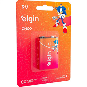 Pilha Elgin Zinco Bateria 9V. Cartela Com 1 Peca - 6F22