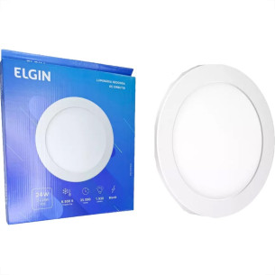 Plafon Led Embutir Elgin Redondo 24W. 1920Lm. 6500K. Bivolt Branco