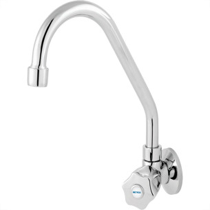 Torneira Bica Movel Pia Parede Metal Com Bica Abs Metrox 2060 - C-50 Lite - 1/4 Volta Cromada