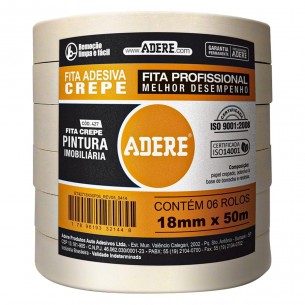 Fita Crepe Adere Para Pintura Imobiliaria 427 Profissional 18Mm X 50M . / Kit C/ 16 Peca