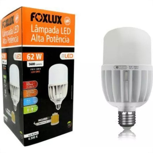 Lampada Led Alta Potencia Foxlux 62W. 5.600Lm Bivolt 6500K.