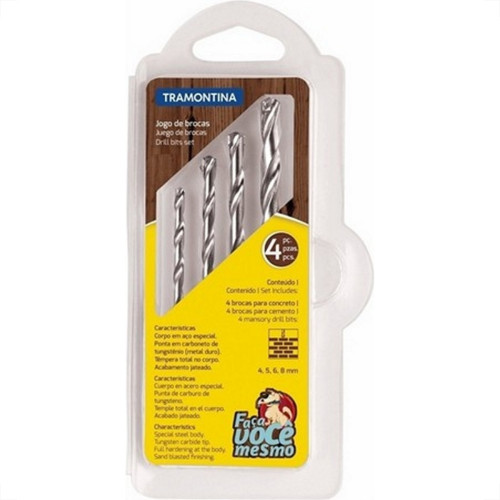 Broca Kit Tramontina Com 04 Pecas Widea 4 A 8Mm - 43408/510 Broca Kit Tramontina Com 04 Pecas Widea 4 A 8Mm - 43408/510