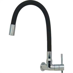 Torneira Gourmet Flex Parede Bica Movel Metal Metrox Black Cromada - C-60 - 1/4 Volta