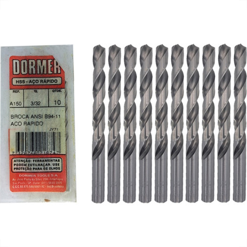 Broca Aco Rapido Dormer 3/32'' - Kit C/10 Pecas Broca Aco Rapido Dormer 3/32'' - Kit C/10 Pecas