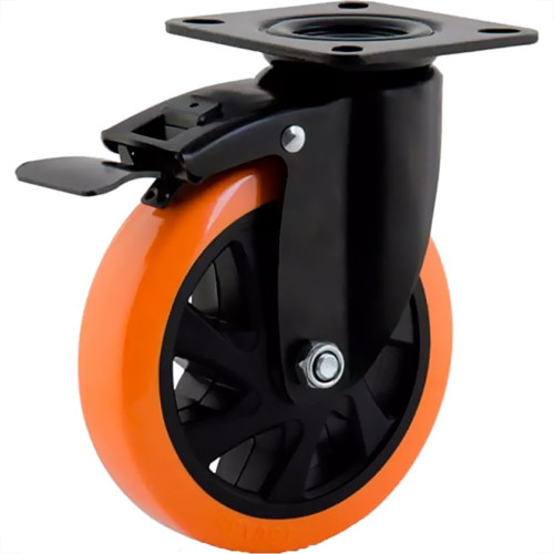 Rodizio Colson Base Giratoria Com Freio 5'' Laranja Rodizio Colson Base Giratoria Com Freio 5'' Laranja