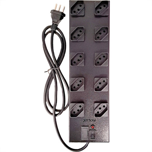Filtro Linha Fiolux 10 Tomadas 2 Polos + Terra Espacadas Com Interruptor E Fusivel Bivolt Preto Filtro Linha Fiolux 10 Tomadas 2 Polos + Terra Espacadas Com Interruptor E Fusivel Bivolt Preto
