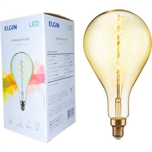 Lampada Filamento De Led Elgin Ps160 - 4W. 2200K E-27 Bivolt Lampada Filamento De Led Elgin Ps160 - 4W. 2200K E-27 Bivolt