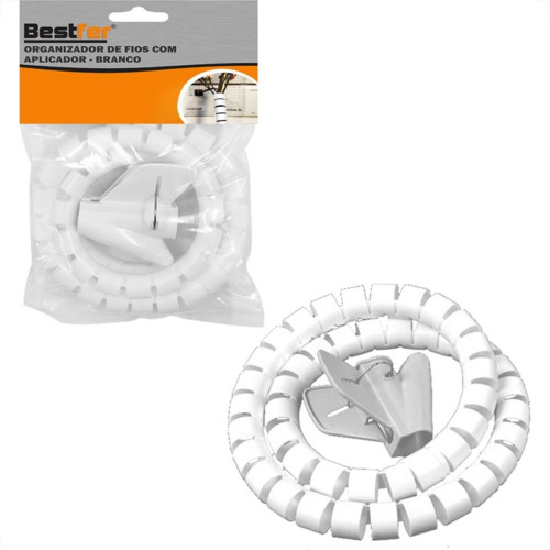 Organizador De Fios Bestfer Com Aplicador 20X2,0M Branco Organizador De Fios Bestfer Com Aplicador 20X2,0M Branco