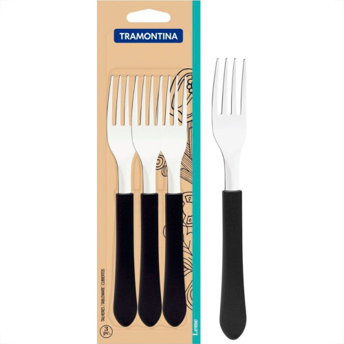 Talher Tramontina Garfo De Mesa Leme Cabo Preto 3 Pecas - 23182/300 Talher Tramontina Garfo De Mesa Leme Cabo Preto 3 Pecas - 23182/300
