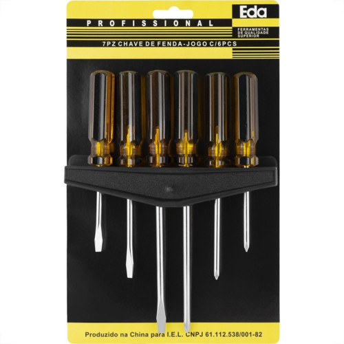 Chave Fenda/Phillips Eda Jogo Com 6 Pecas Com Suporte - 7Pz Chave Fenda/Phillips Eda Jogo Com 6 Pecas Com Suporte - 7Pz