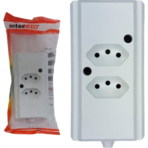 Tomada Barra Interneed 2 Polos +Terra Branca 10A. Dupla Tomada Barra Interneed 2 Polos +Terra Branca 10A. Dupla