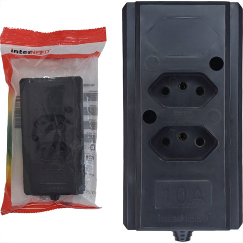 Tomada Barra Interneed 2 Polos +Terra Preta 10A. Dupla Tomada Barra Interneed 2 Polos +Terra Preta 10A. Dupla