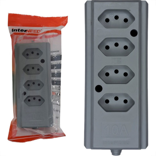 Tomada Barra Interneed 2 Polos +Terra Cinza 10A. Quadrupla Tomada Barra Interneed 2 Polos +Terra Cinza 10A. Quadrupla
