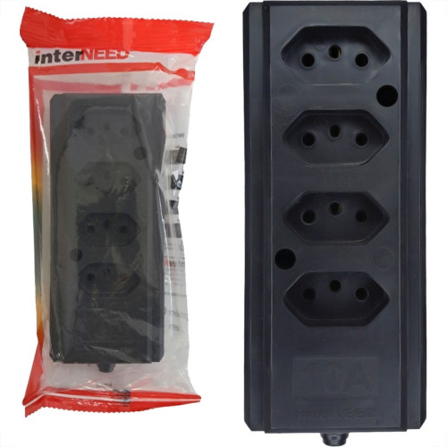 Tomada Barra Interneed 2 Polos +Terra Preta 10A. Quadrupla Tomada Barra Interneed 2 Polos +Terra Preta 10A. Quadrupla