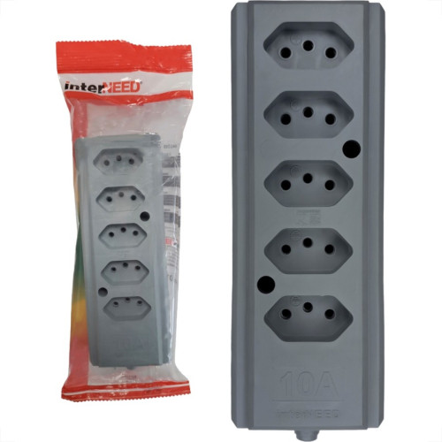 Tomada Barra Interneed 2 Polos +Terra Cinza 10A. Quintupla Tomada Barra Interneed 2 Polos +Terra Cinza 10A. Quintupla