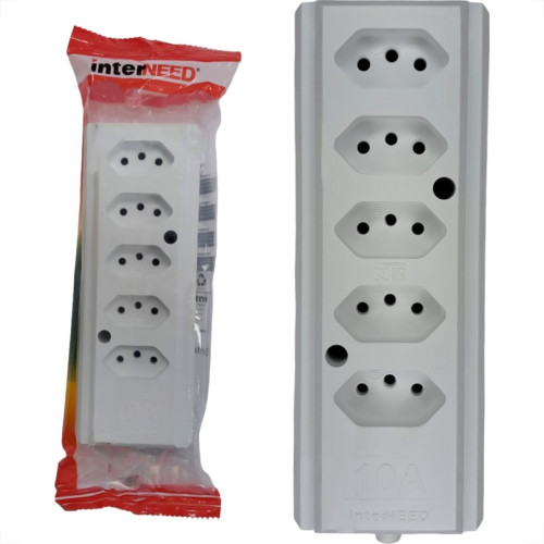 Tomada Barra Interneed 2 Polos +Terra Branca 10A. Quintupla Tomada Barra Interneed 2 Polos +Terra Branca 10A. Quintupla