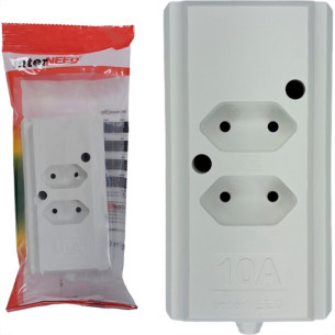 Tomada Barra Interneed 2 Polos Branca 10A. Dupla Tomada Barra Interneed 2 Polos Branca 10A. Dupla