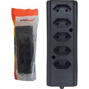 Tomada Barra Interneed 2 Polos Preta 10A. Quintupla Tomada Barra Interneed 2 Polos Preta 10A. Quintupla